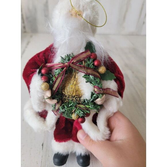 Plush Santa Claus doll ornament wreath Xmas decor - Picture 2 of 5